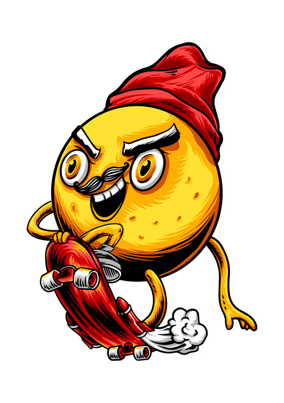 创意滑板小丑图案裁片印花,时尚个性服装印花