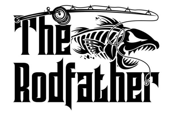 复古风格服装印花素材：骨鱼与鱼竿图案