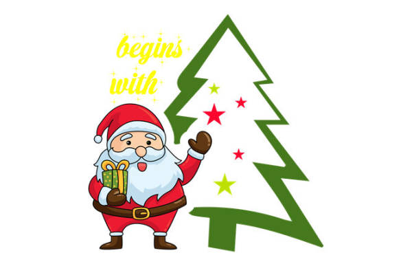 圣诞老人与圣诞树：创意服装印花素材