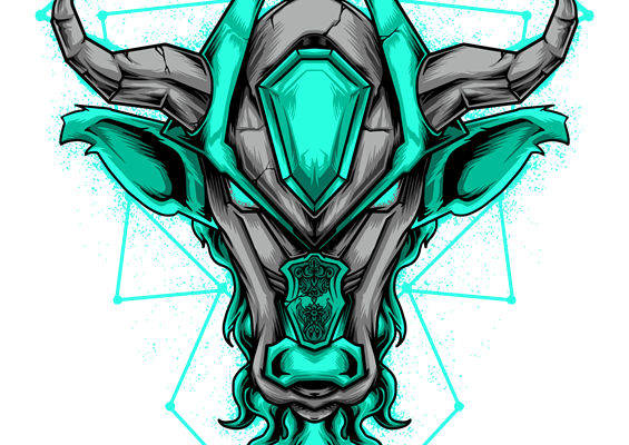 牛头图案裁片印花设计，适合服装印花