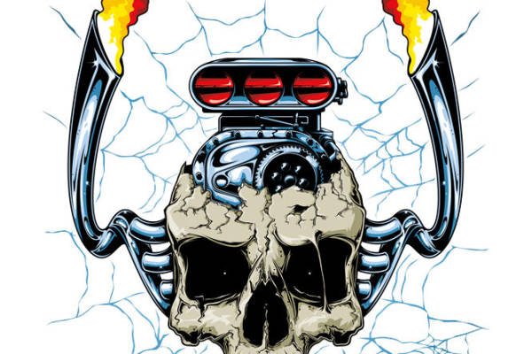 机车骷髅火焰纹路服装印花裁片