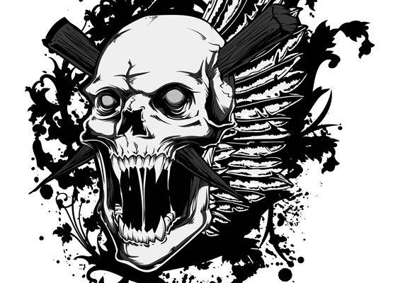 暗黑风格骷髅头印花裁片，打造个性服装