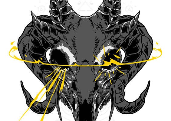 暗黑系恶魔头骨印花图案：服装印花裁片设计灵感