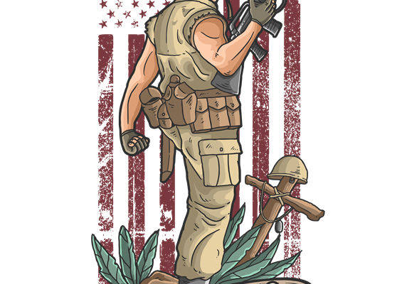 军事风格服装印花设计：复古退伍军人纹样