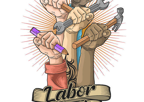 劳动节专属：复古金属质感劳工图案服装印花