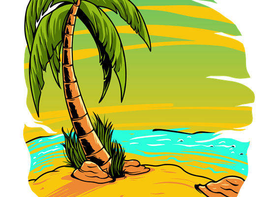 热带风情椰树海滩印花素材，打造夏日海滩风服装