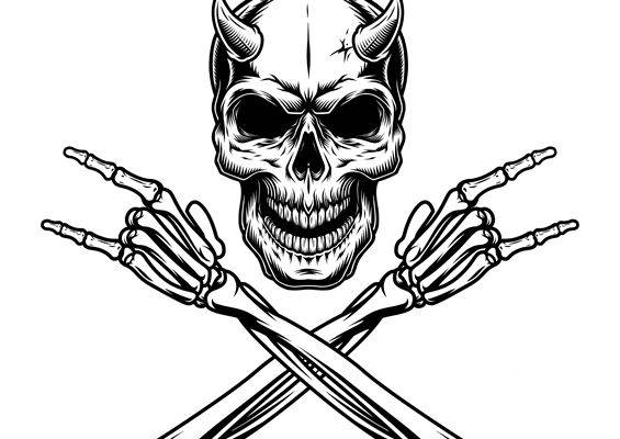 骷髅与骨骼交叉图案：服装印花裁片设计灵感