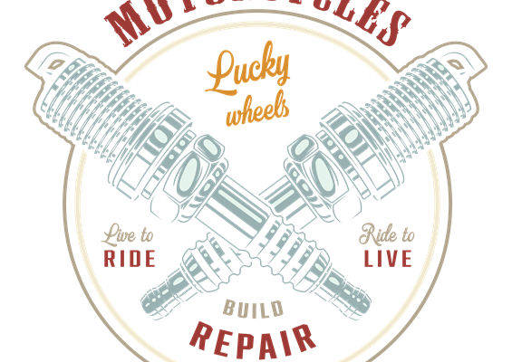 复古摩托车火花塞图案服装印花裁片