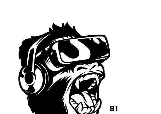 狂野黑猩猩头像裁片印花，时尚个性服装印花