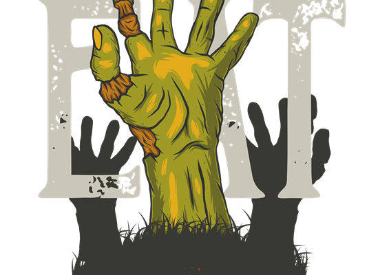 恐怖僵尸手印裁片印花，打造惊悚服装效果