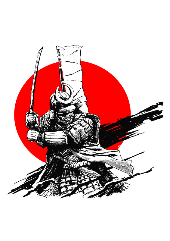 传统武士纹样裁片印花，打造个性服装