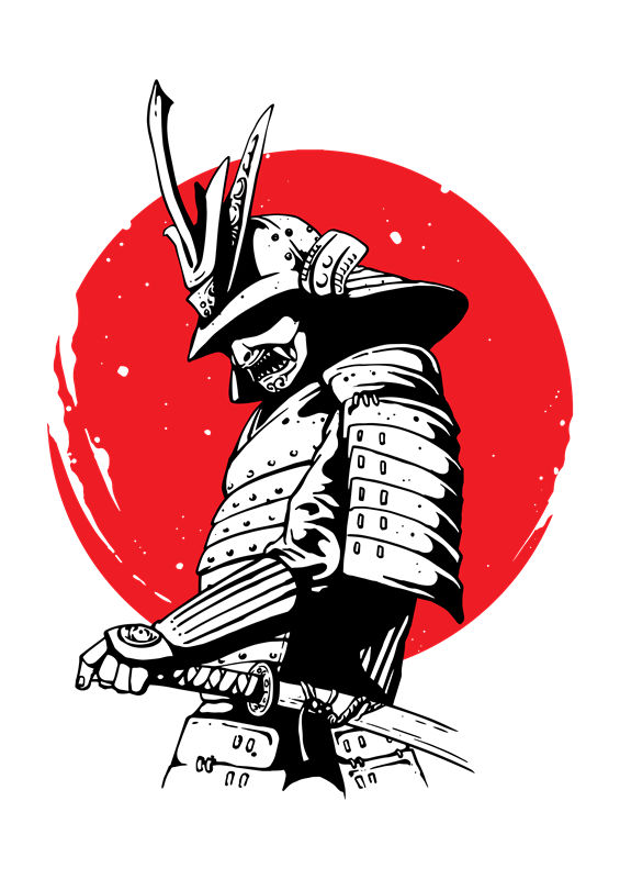 传统武士头盔图案裁片印花，打造个性服装