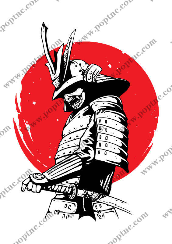 传统武士头盔图案裁片印花,打造个性服装