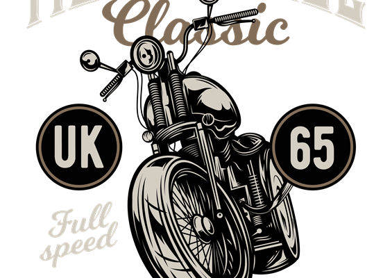 复古经典摩托车图案服装印花素材