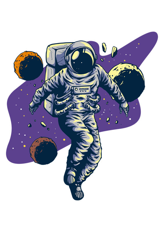 太空宇航员印花图案，适合服装裁片印花设计