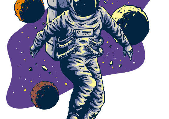 太空宇航员印花图案,适合服装裁片印花设计
