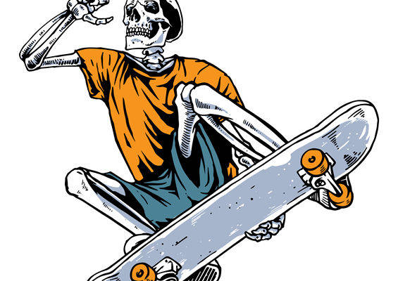 骷髅滑板手裁片印花，独特风格服装印花素材