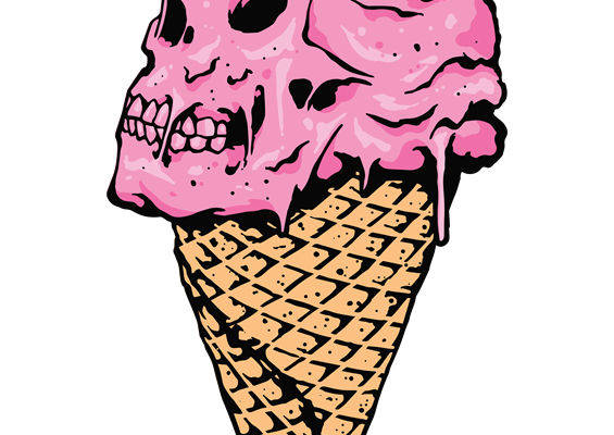 粉色骷髅冰淇淋：创意服装印花素材