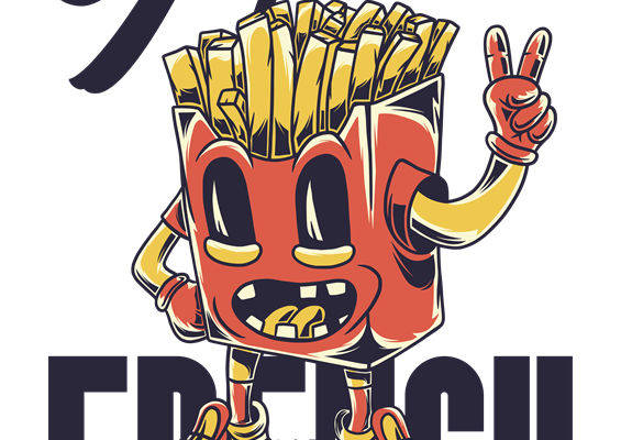 创意薯条图案服装印花裁片，时尚潮流必备