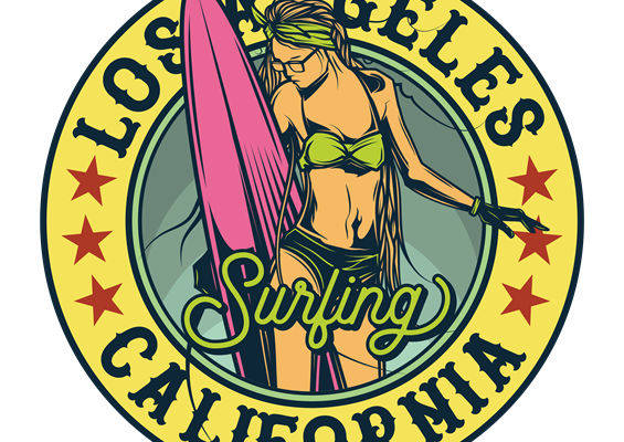 复古冲浪女孩图案：服装印花裁片灵感