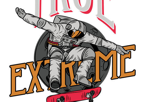 太空宇航员滑板图案裁片印花，创意服装印花设计