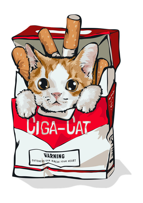 萌猫图案裁片印花，打造个性服装