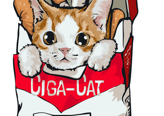 萌猫图案裁片印花，打造个性服装