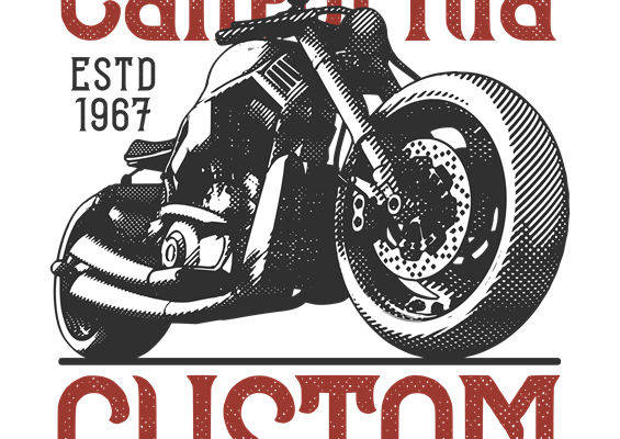 复古摩托车图案裁片印花，打造个性服装