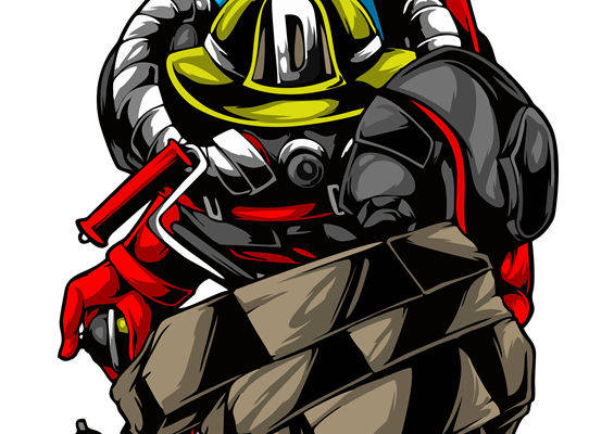 酷炫消防员图案裁片印花，打造个性服装