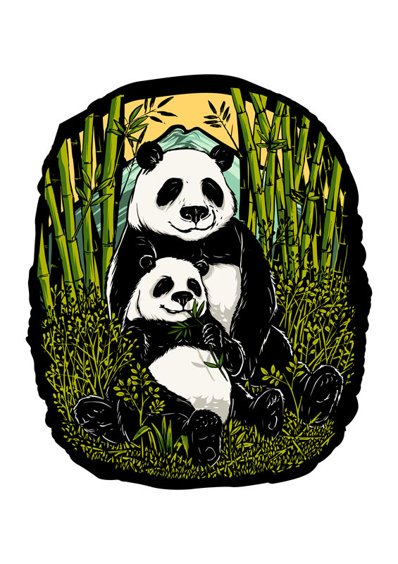 熊猫竹林：自然与和谐的服装印花素材