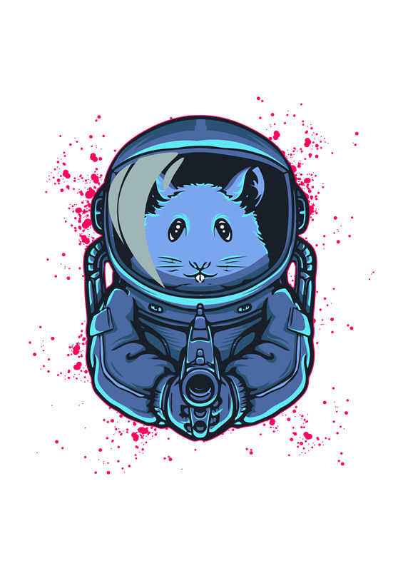 太空猫宇航员印花图案：创意服装印花裁片设计