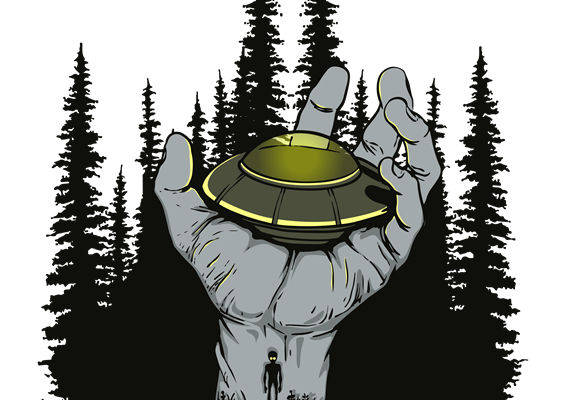 森林中的神秘UFO：创意服装印花裁片