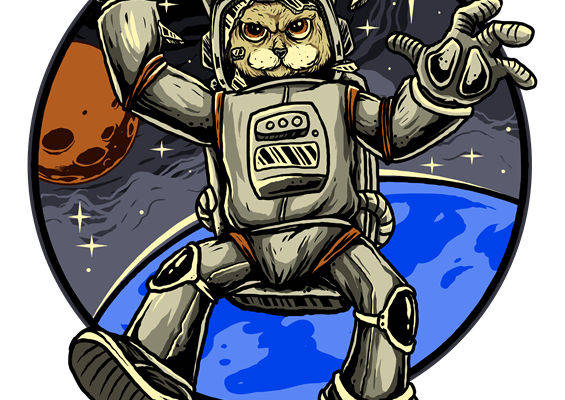 太空猫宇航员裁片印花:创意服装印花新选择