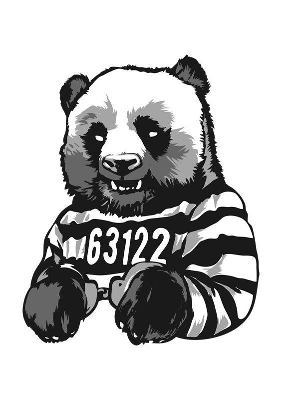 熊猫囚犯印花：创意服装印花图案