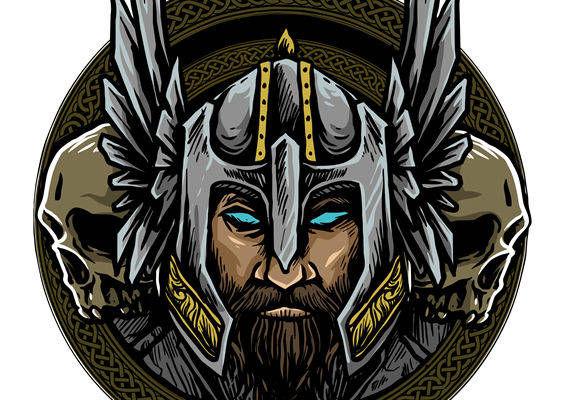 中世纪战士头盔图案裁片印花，打造个性服装