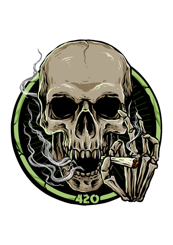 骷髅420烟雾印花图案，打造个性服装裁片