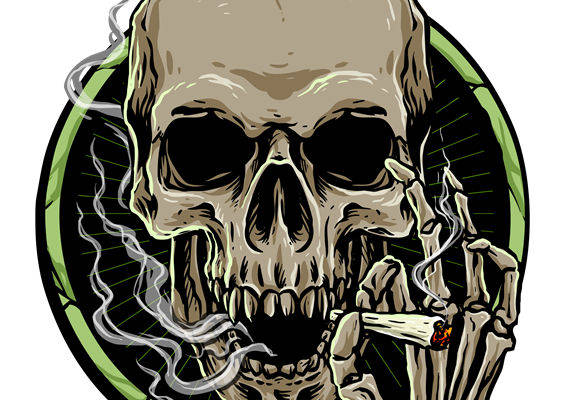 骷髅420烟雾印花图案,打造个性服装裁片