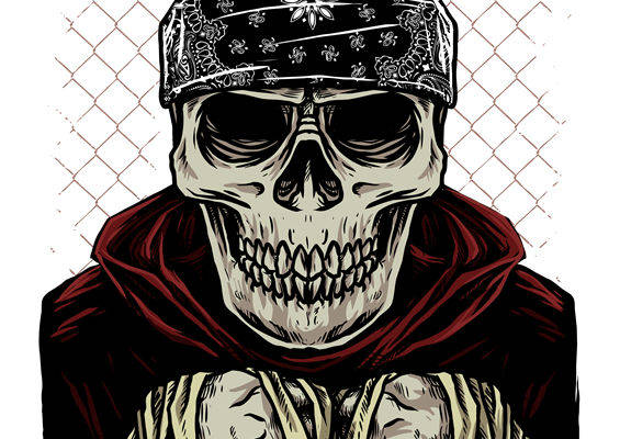 硬朗风格裁片印花：骷髅头纹样服装印花