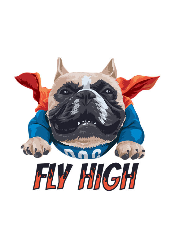 酷炫斗牛犬超级英雄印花设计，服装印花裁片新选择