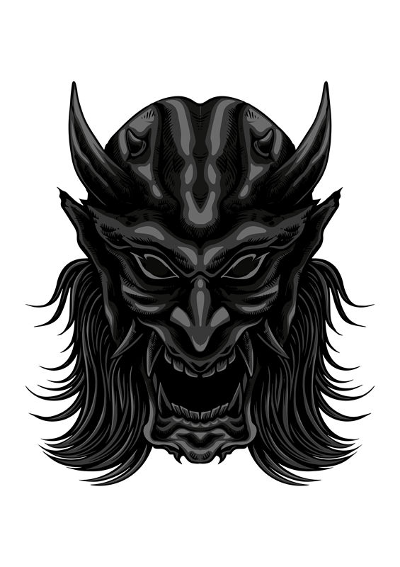 暗黑恶魔头像裁片印花，服装印花设计灵感