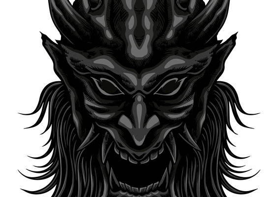 暗黑恶魔头像裁片印花,服装印花设计灵感