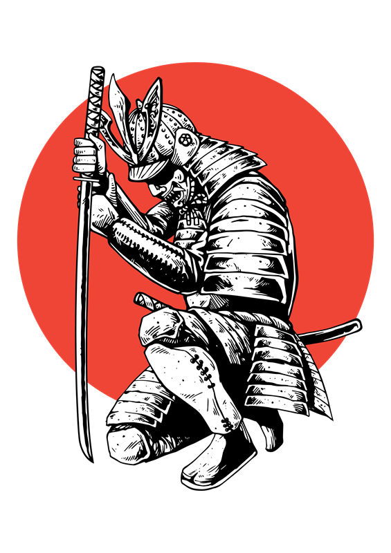 传统武士纹样裁片印花，打造个性服装