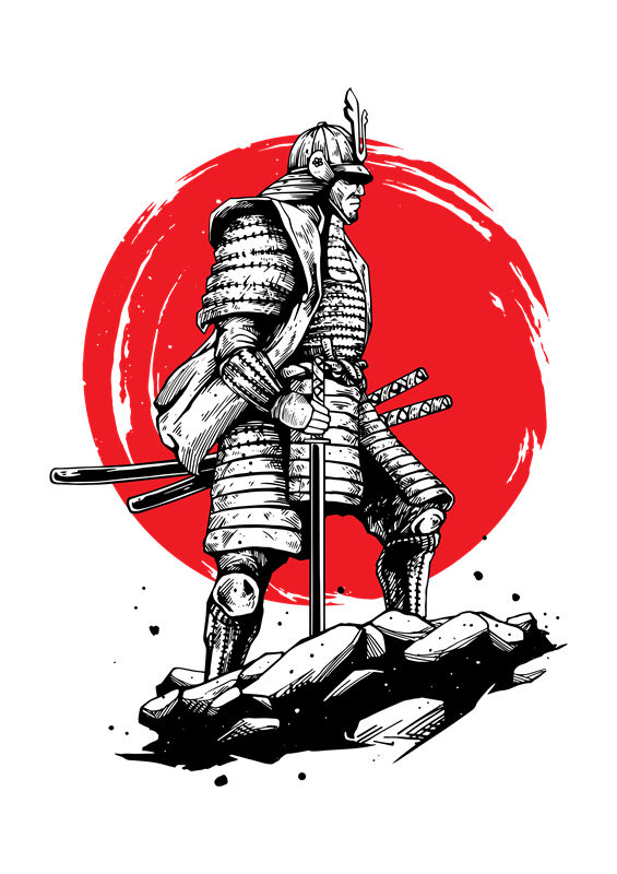 传统武士纹样裁片印花，打造个性服装