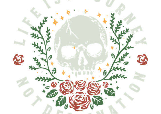 复古玫瑰骷髅图案服装印花裁片