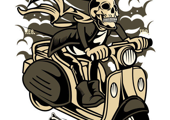 骷髅骑手图案裁片印花设计，个性服装印花新选择