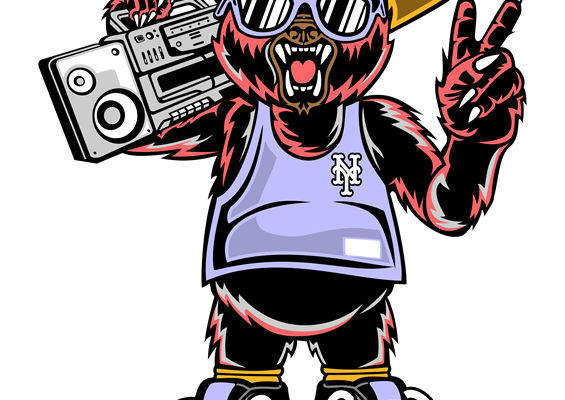 嘻哈熊头像裁片印花设计,时尚潮流服装印花素材