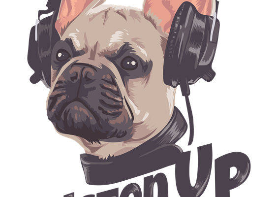 潮流法斗头戴耳机印花图案，打造个性服装