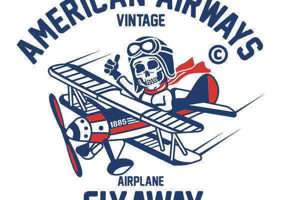 复古飞机骷髅图案服装印花裁片