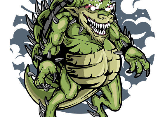 绿色怪兽裁片印花：独特风格服装印花素材