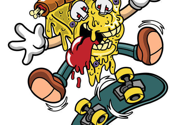 卡通僵尸滑板印花图案：创意服装印花素材